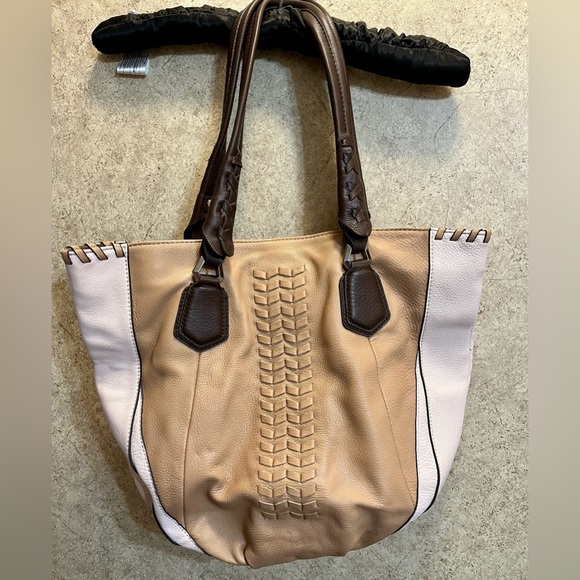orYANY Handbags - orYany lyssie tan and pink pebbled leather large shoulder hobo bag